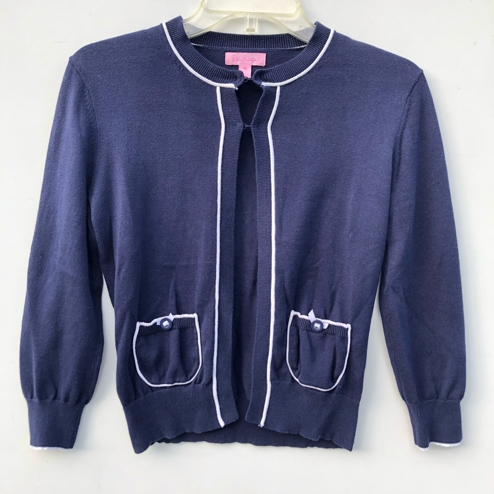 Lilly Pulitzer Navy Cropped Cardigan Size XS